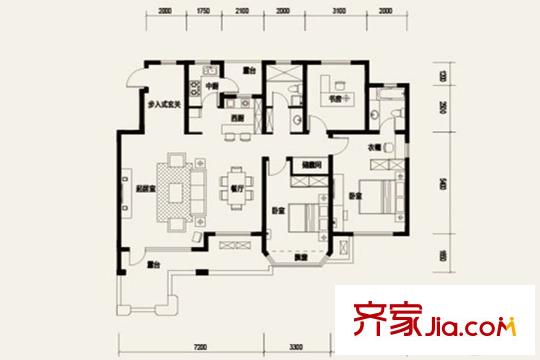 東環(huán)?瑞府B2戶型 3室2廳2衛(wèi)1廚