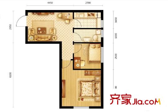 尚品精舍B4戶型 2室1廳1衛(wèi)1廚