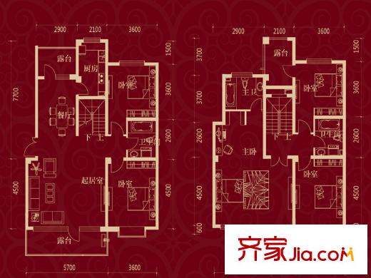 中國鐵建梧桐苑237.60躍層 5室2廳3衛(wèi)