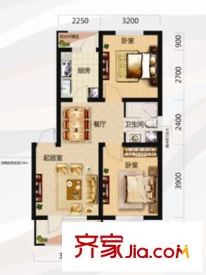 唐軒北廷A戶型 2室2廳1衛(wèi)1廚