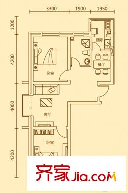 滿融公館二期E戶型 2室2廳1衛(wèi)1廚
