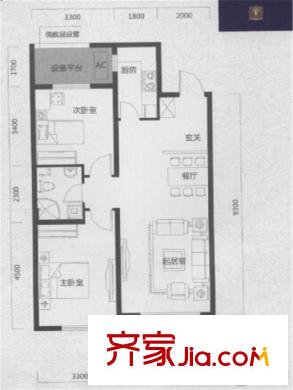 唐軒首府H3戶型 2室2廳1衛(wèi)