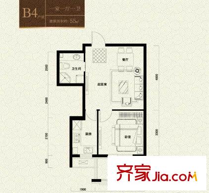 皇家御灣B4戶型 1室1廳1衛(wèi)