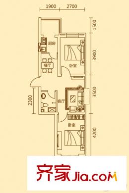 滿融公館二期C戶型 2室2廳1衛(wèi)1廚