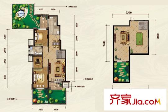 藏瓏白塔灣里D1戶型 3室2廳1衛(wèi)1廚