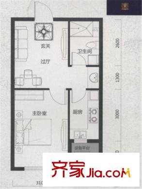 唐軒首府G2戶型 1室1廳1衛(wèi)