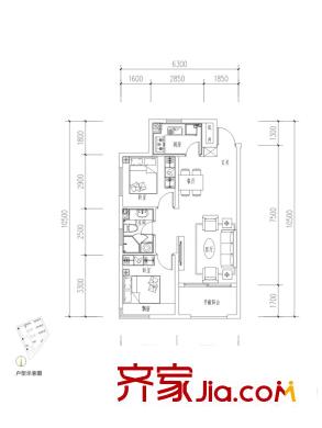東方銀座?萊茵城A2戶型 2室2廳1衛(wèi)