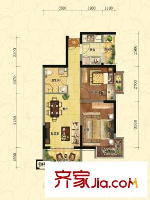 金道城12#戶型 2室2廳1衛(wèi)1廚