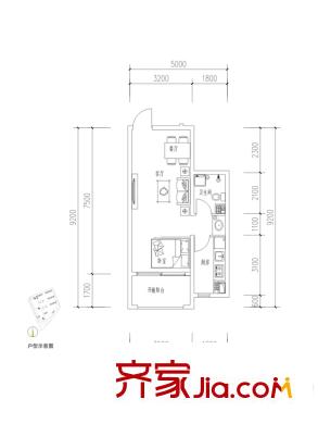 東方銀座?萊茵城C2戶型 1室1廳1衛(wèi)