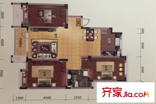 保利溪湖林語C戶型 3室2廳1衛(wèi)