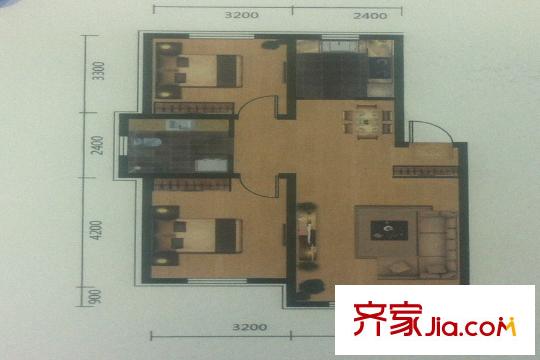 三隆熙湖楓景C1a戶型 2室2廳1衛(wèi)1廚