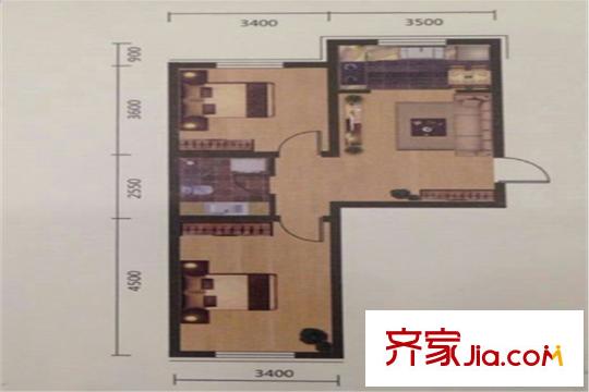 三隆熙湖楓景D1戶型 2室2廳1衛(wèi)1廚