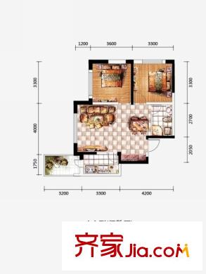 輕平方米小筑A戶型 2室2廳1衛(wèi)1廚