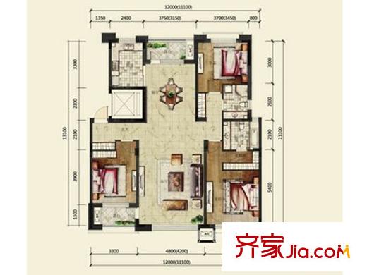 華發(fā)嶺南薈A6戶型 3室2廳2衛(wèi)1廚