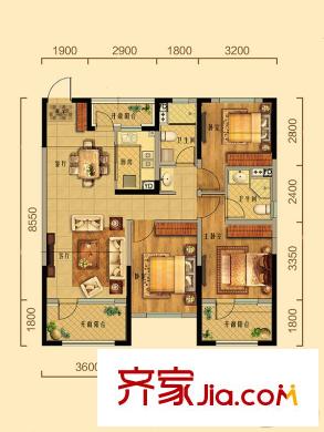 紅星?法蘭香頌GC戶型 3室2廳2衛(wèi)1廚