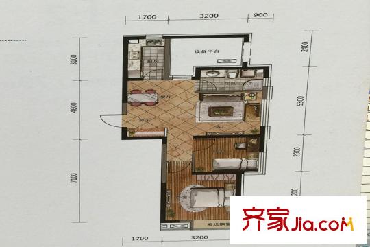格林陽光城F2戶型圖 2室2廳1衛(wèi)1廚