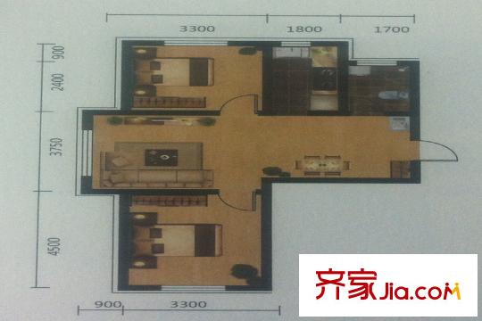 三隆熙湖楓景D3戶型 2室2廳1衛(wèi)1廚