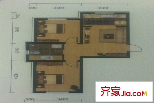 三隆熙湖楓景D1a戶型 2室1廳1衛(wèi)1廚