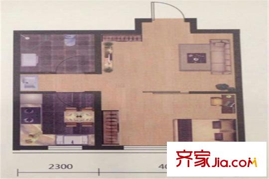 三隆熙湖楓景D4戶型 1室1廳1衛(wèi)1廚
