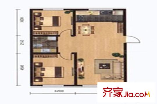 三隆熙湖楓景B4戶型 2室2廳1衛(wèi)1廚