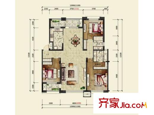 華發(fā)嶺南薈A5戶型 3室2廳2衛(wèi)1廚