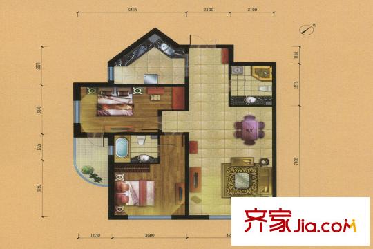 金水?花城D戶型 2室2廳1衛(wèi)