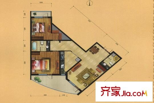 金水?花城E戶(hù)型 2室2廳1衛(wèi)