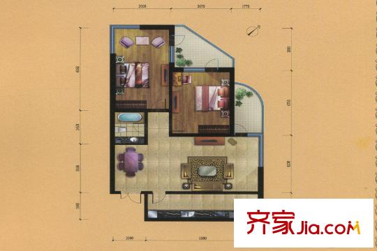 金水?花城A戶(hù)型 2室2廳1衛(wèi)
