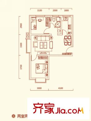 特變?水木融城2f戶型 2室2廳1衛(wèi)