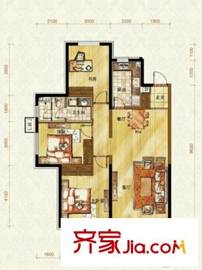 萬科金域藍(lán)灣119平方米戶型 3室2廳1衛(wèi)1廚