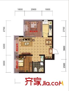 沈陽旭輝御府高層A1戶型  2室2廳1衛(wèi)1廚