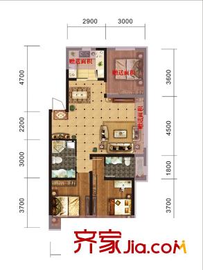 沈陽旭輝御府高層D戶型 3室2廳2衛(wèi)1廚