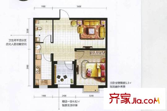 博榮水立方C西戶型圖 1室1廳1衛(wèi)