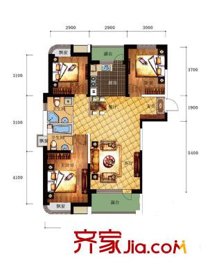 三盛頤景藍(lán)灣E戶型 3室2廳2衛(wèi)1廚