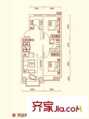特變?水木融城2a戶型 2室2廳1衛(wèi)