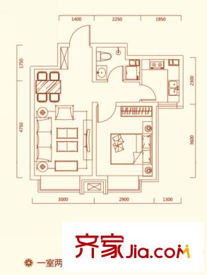 特變?水木融城1a戶型 1室2廳1衛(wèi)