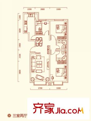 特變?水木融城3d1戶型 3室2廳2衛(wèi)