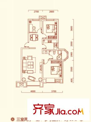特變?水木融城3d戶型 3室2廳1衛(wèi)