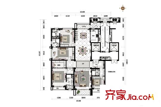 沈陽(yáng)星河灣B1戶(hù)型 4室3廳4衛(wèi)1廚