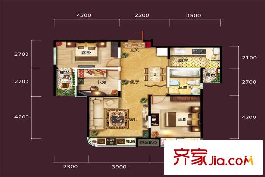 三盛頤景御園C戶型 3室2廳1衛(wèi)1廚