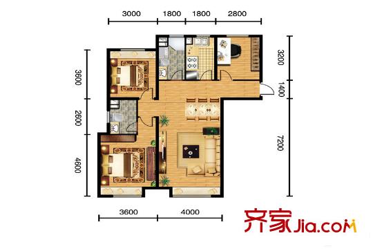 三盛頤景御園A戶型 3室2廳2衛(wèi)