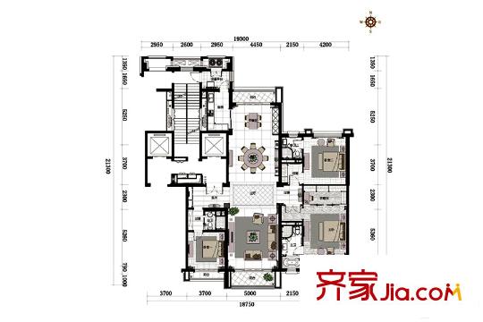 沈陽(yáng)星河灣B2戶(hù)型 3室3廳3衛(wèi)1廚