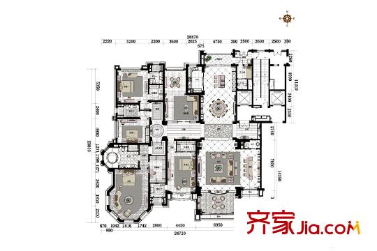 沈陽(yáng)星河灣A戶(hù)型 5室3廳6衛(wèi)1廚