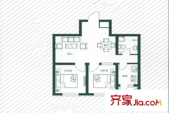 榮信森林里A3戶型  2室2廳1衛(wèi)