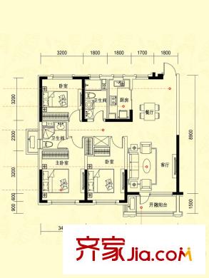 中海康城GF戶型 3室2廳2衛(wèi)1廚