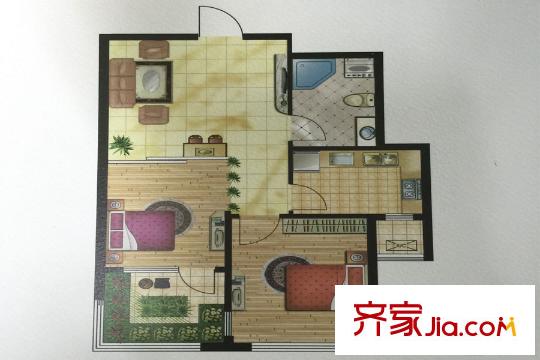盛世?園田居E6戶型圖 2室2廳1衛(wèi)