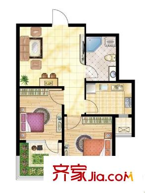 盛世?園田居E6戶型 2室2廳1衛(wèi)1廚