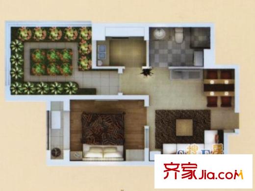 盛世?園田居A戶型 1室1廳1衛(wèi)1廚