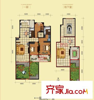 富邦壹品天城洋房C1戶(hù)型 3室2廳2衛(wèi)