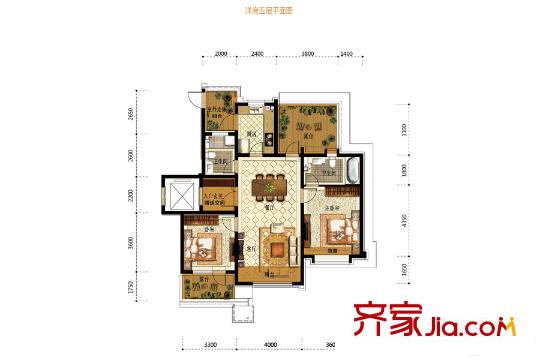 萬錦?香樟樹C5戶型 2室2廳2衛(wèi)1廚